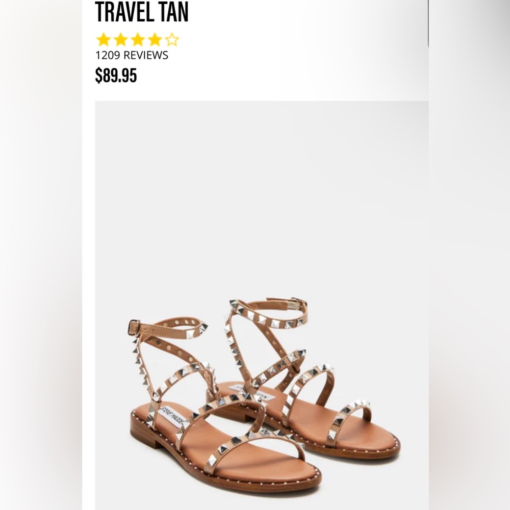 Steve Madden Travel Tan Studded Sandals